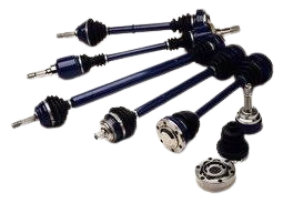 A heavy-duty drive shaft designed for trucks, featuring reinforced steel construction for durability and torque transmission.