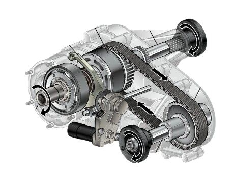 Detailed diagram showing the components of a transfer case