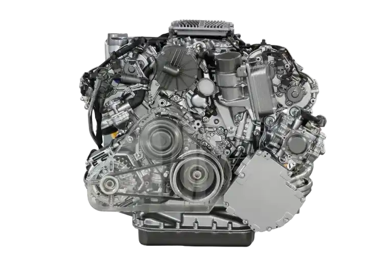 Subaru engine displayed on workshop table